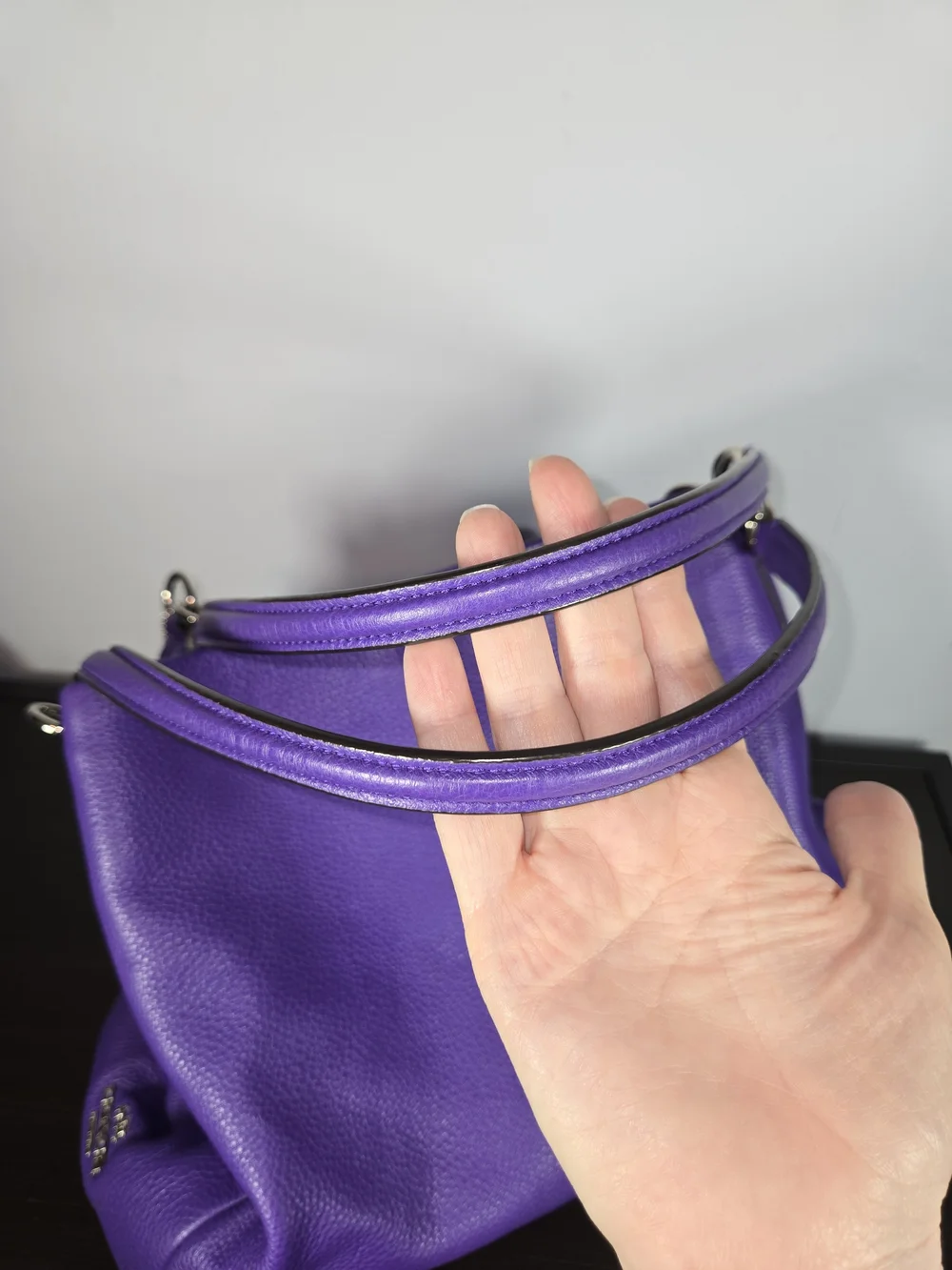 COACH Madison Phoebe Shoulder Bag Purple Pebble Leather Hobo F35723
